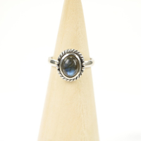 Ring zilver Mt. 9/60 Labradoriet HR44