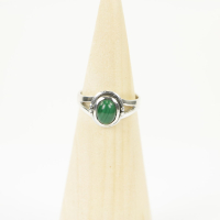 Ring zilver Mt. 10/62 Malachiet HR22