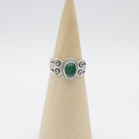 Ring zilver Mt. 10/62 Groene Onyx HR113