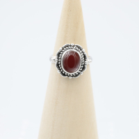 Ring zilver Mt. 9/60 Rode Onyx HAS55