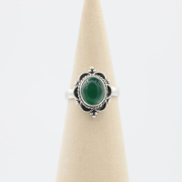 Ring zilver Mt. 9/60 Groene Onyx HR204