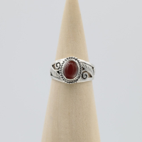 Ring zilver Mt. 8/57 Rode Onyx HR116