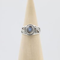 Ring zilver Mt. 9/60 Labradoriet HR116