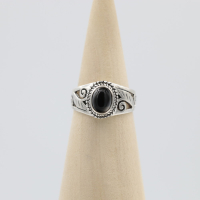 Ring zilver Mt. 9/60 Zwarte Onyx HR116