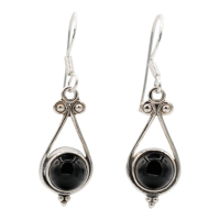 Oorhanger zilver Zwarte Onyx RB005