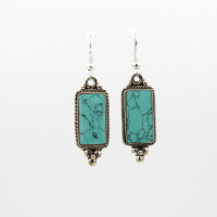 Oorbellen Nepal Langwerpig Turquoise