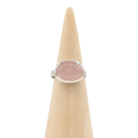 Ring zilver Mt. 8/57 Rozenkwarts Verstelbaar RAJ1