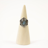 Ring zilver Mt. 9/60 Labradoriet RAJ6