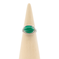 Ring zilver Mt. 7/55 Malachiet Verstelbaar RAJ8a