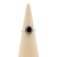 Ring zilver Mt. 9/60 Granaat facet RAJ17