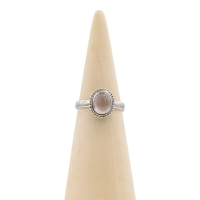 Ring zilver Mt. 8/57 Rozenkwarts HAS184