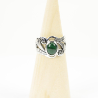 Ring zilver Mt. 10/62 Malachiet HAS33