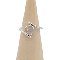 Ring zilver Mt. 10/62 Rozenkwarts MQS21
