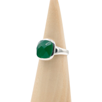 Ring zilver HAS84f Groene Onyx facet Mt. 10/62