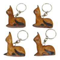 Sleutelhanger hout kat naturel