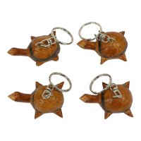 Sleutelhanger hout schildpad naturel