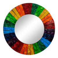 Spiegel mozaiek rond regenboog vierkant