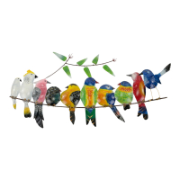 Wanddecoratie metaal vogel groep meerkleurig
