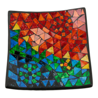 Bord terracotta mozaiek vierkant regenboog mix S