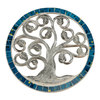 Wanddecoratie mozaiek tree of life blauw