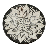 Schaal terracotta stippen mandala zwart S