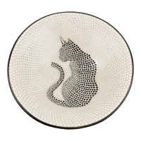 Schaal terracotta stippen kat zwart XL