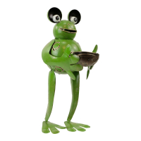 Statue eines Metallfrosches, der mit einem Buch steht