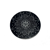 Wierookhouder plat mandala bloem zwart