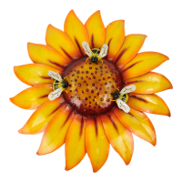 Wanddecoratie metaal zonnebloem bijen