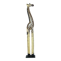 Statue wood giraffe spots brown 100 cm