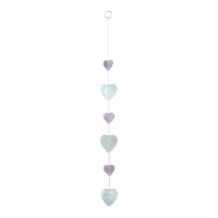 Hanger capiz hartjes wit/roze