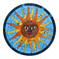 Wanddecoratie mozaiek blije zon