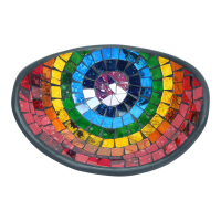 Schaal terracotta mozaiek ovaal regenboog M