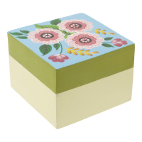 Opbergdoos hout bloemen blauw