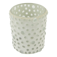 Waxinelichthouder glas stippen wit