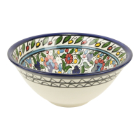 Schaal keramiek bloemen blauw XL