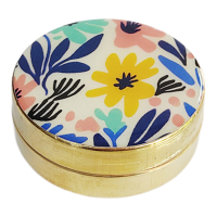 Pillbox brass flowers multicolor