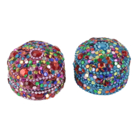 Pillendoos lakh rond turquoise/roze set 2