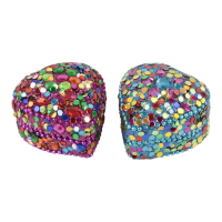 Pillendoos lakh hart paars/turquoise set 2