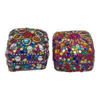 Pillendoos lakh vierkant paars/roze set 2