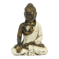Beeld resin boeddha aarde gebaar wit S