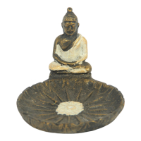 Incense holder resin buddha white