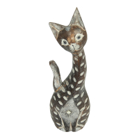 Beeld hout kat bruin M