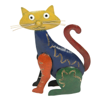 Beeld metaal kat meerkleurig