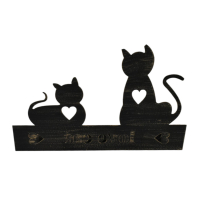 Waxinelichthouder metaal katten harten zwart