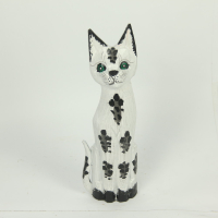 Beeld hout kat wit lang M