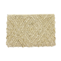 Portemonnee kralen ruit patroon beige