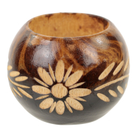 Tea light holder wood ball flower branch brown