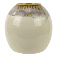 Vaas keramiek dip glazuur rond bruin/beige