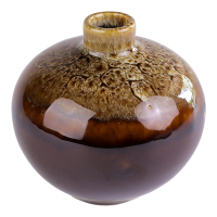Vase ceramic dip glaze round brown